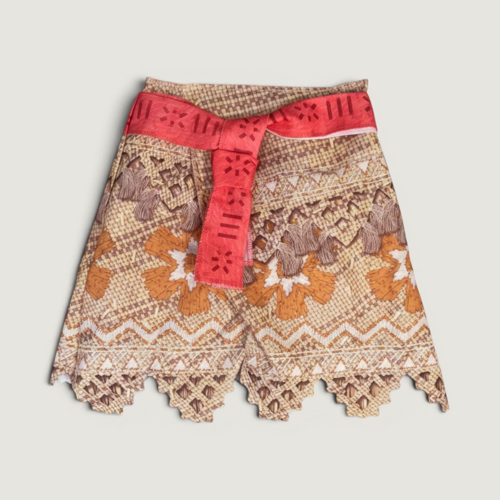 Disney Moana Costume Skirt Jakks Pacific Girls Size 4-6X Brown Orange Red Sash